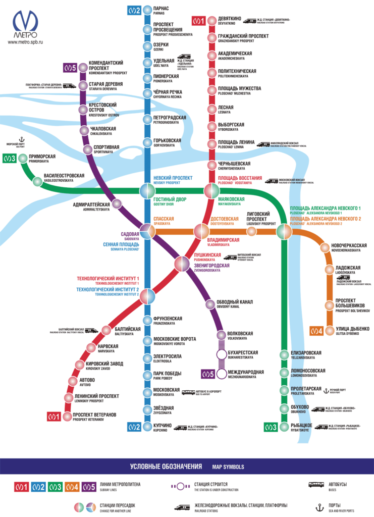 Схема метрополитена Санкт-Петербурга
