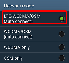 В данном разделе остановить выбор на пункте «LTE/WCDMA/GSM»