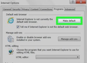  Кнопка «Использовать по умолчанию» для Internet Explorer